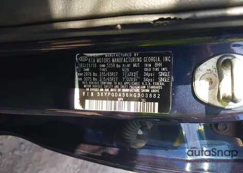 2017 Kia Sorento 2.4L Lx from USA, damaged, VIN 5XYPGDA36HG303882